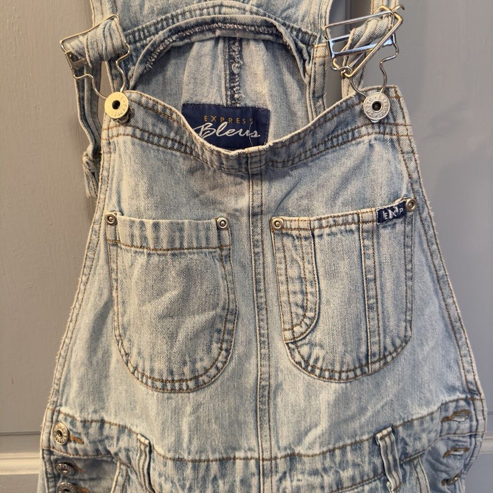 Vintage Express Bleus Womens Denim  Overalls Faded Wide Leg Y2K 90s Small